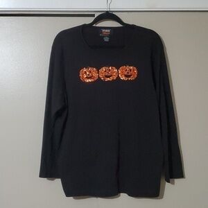 Designers Originals Studio Treat Sequin Pumpkin Trio Shirt Size 2X